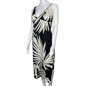 Milly Black and White Cotton Dress Size 4 Liz Palm Print Vacation